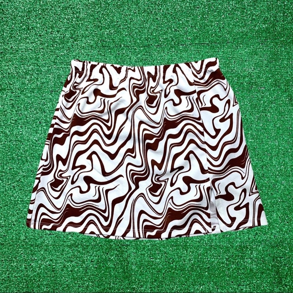 Stylish Abstract Skirt Thigh Slit Marble Pattern
